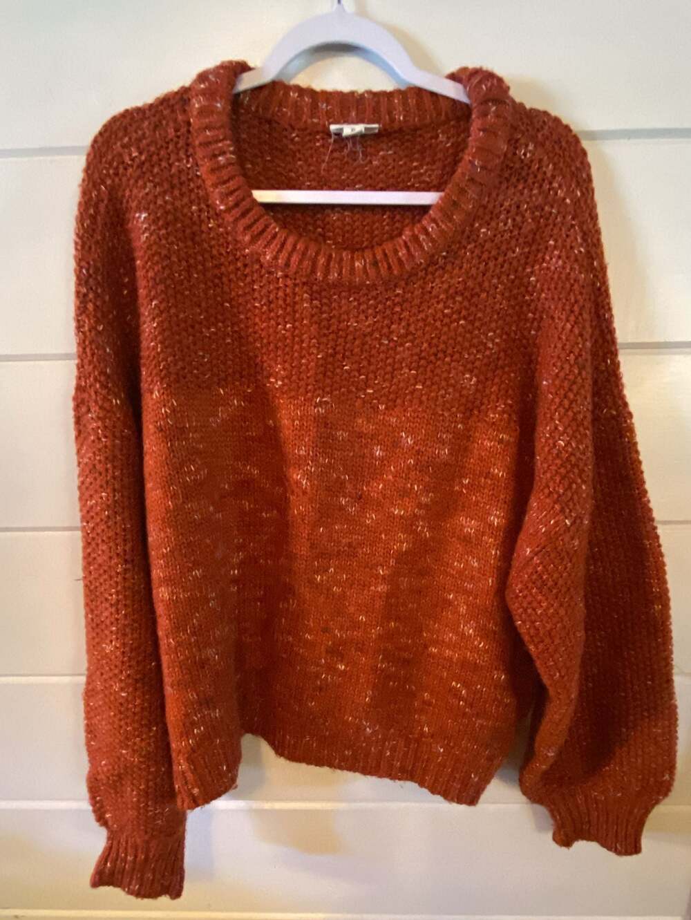 A.n.a a new approach Burnt Orange Speckled Oversized Crewneck Knit Sweater XL